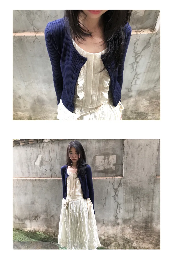 cotton golgi u-neck cardigan (4color) / 코튼 골지 유넥 가디건 상세 이미지 3