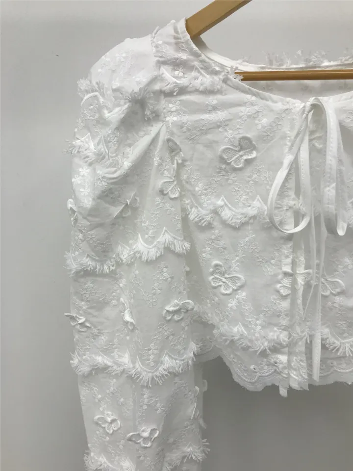 [빠른O/공주보장🦋어깨패드O] 나비 펀칭 빅퍼프 블라우스 볼레로 가디건 레이스가디건 커버업가디건 비치가디건 레이어드가디건 크롭가디건 리본가디건 여름 상세 이미지 12