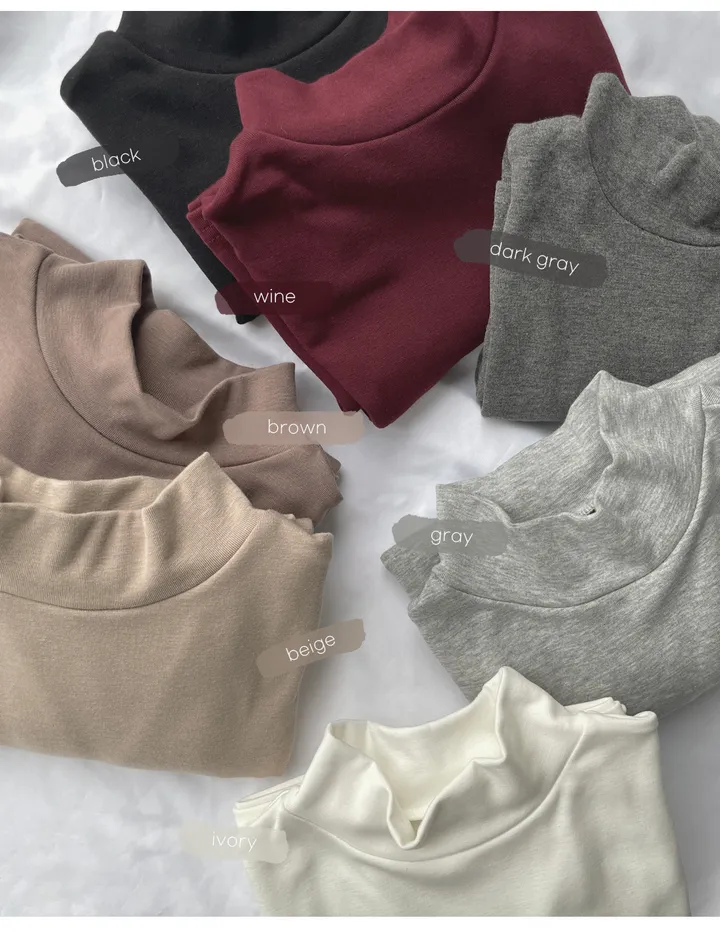 (반목/쫀쫀/후기인증) 속기모 반목티셔츠 긴팔 목폴라 7color 탄탄핏 하프넥 도톰 데일리템 상세 이미지 10
