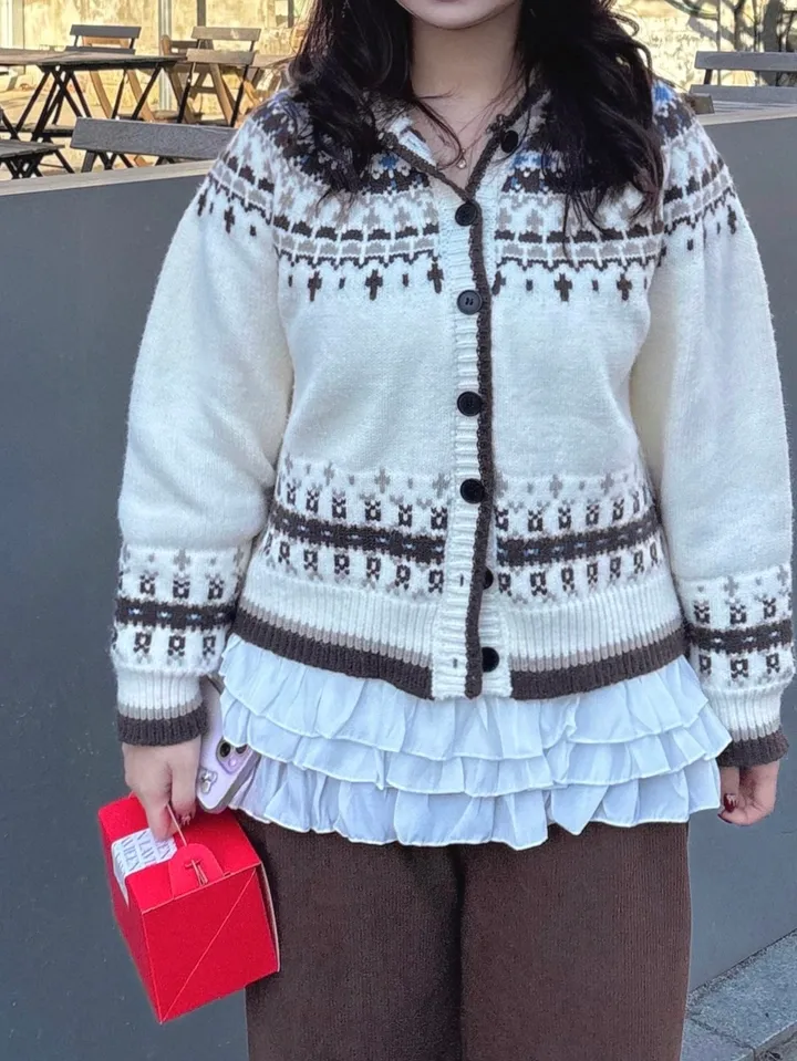 [55-77] 포근 도톰 루즈핏 노르딕 후드 가디건 상세 이미지 7