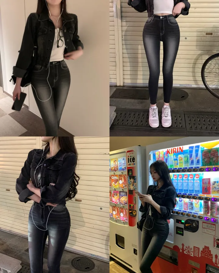 재입고완료 [ 인스타폭주템🐰🖤 ] 포트 흑청 데님 청자켓 크롭 봄 자켓 상세 이미지 4