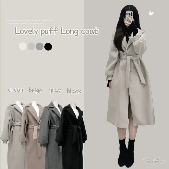 [개강룩/핏보장] 러블리 퍼프 몽글 롱 코트 울코트 (4color) 상세 이미지 1