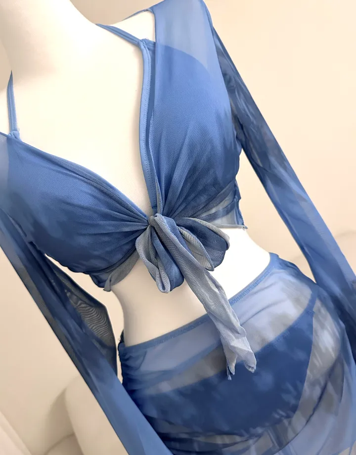 [최저가!!/군살커버/핏보장] 4pcs 세트 섹시 글램 커버업 셔링 랩스커트 여리핏 크롭 볼레로 가디건 투피스 리본 스트랩 수영복 비치웨어 물나염 슬림 휴양지 인생샷 유니크 상세 이미지 25