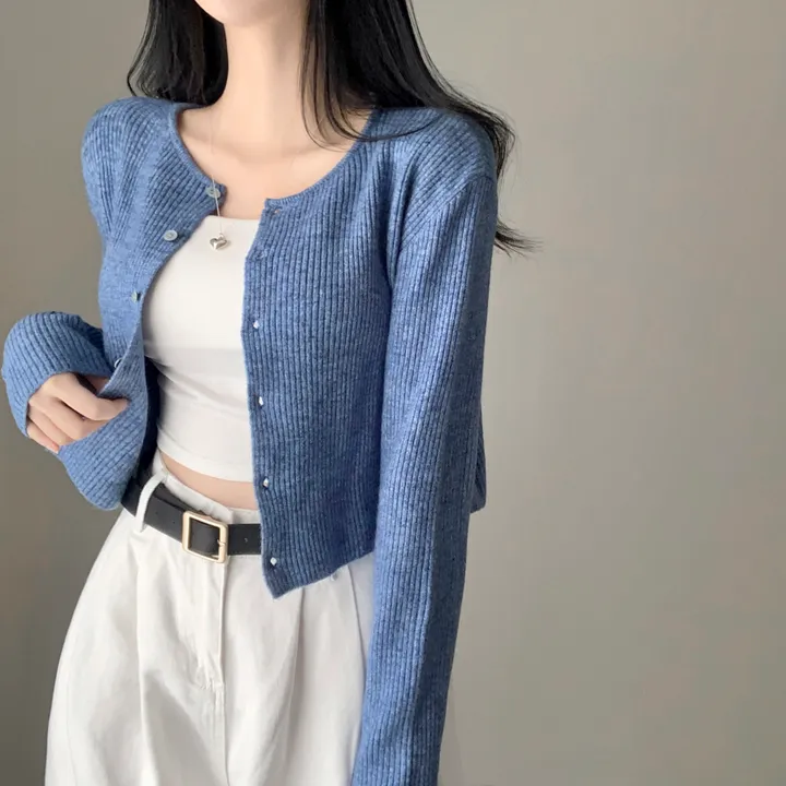 [캐시울/만족도100%] 크렌베리🍇 여리핏 캐시울 아크릴 라운드 골지 크롭 긴팔 가디건 상세 이미지 23