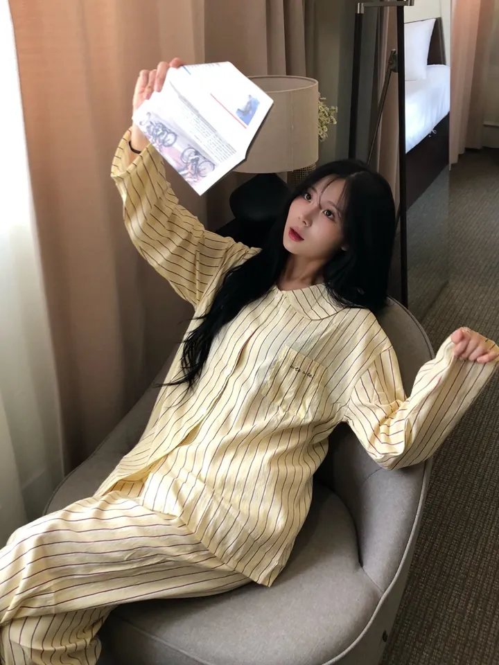 [💛남녀공용/당일출고💛] 스트라이프 잠옷 세트 오버핏 홈웨어 (2color) 상세 이미지 3