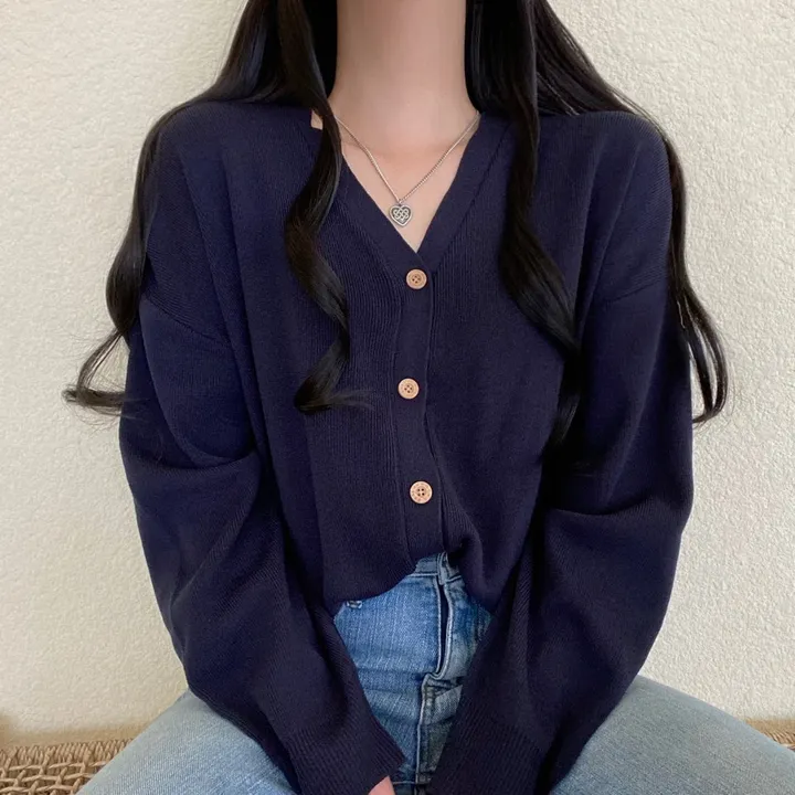 [12컬러/루즈핏] 복숭아 브이넥 단추 긴팔 가디건 상세 이미지 7