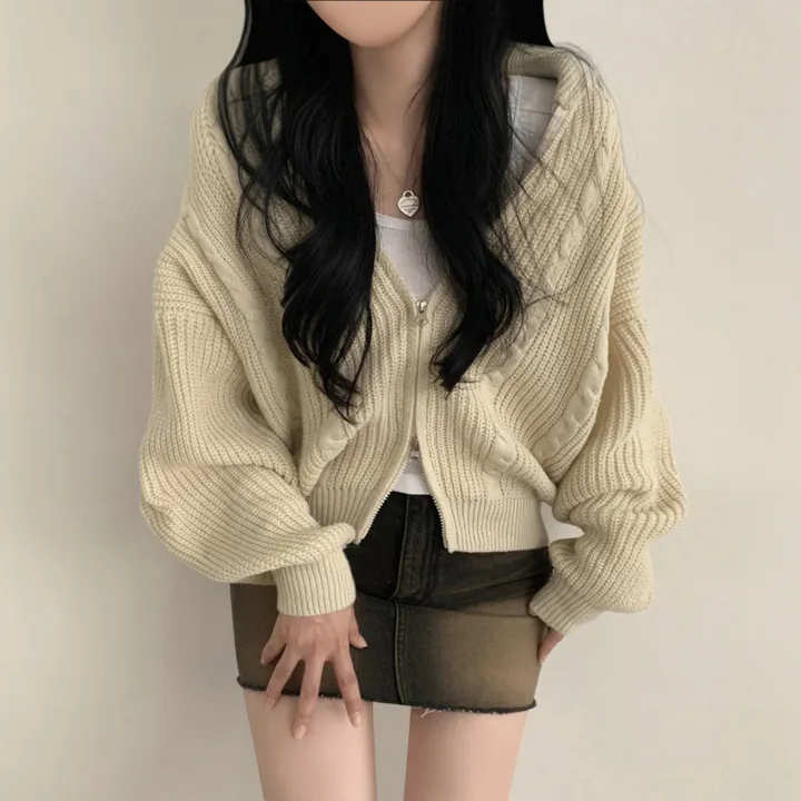 [가을꾸안꾸🍂!/아방핏] 투웨이 아방핏 가을무드 꽈배기 니트 크롭 집업 상세 이미지 9