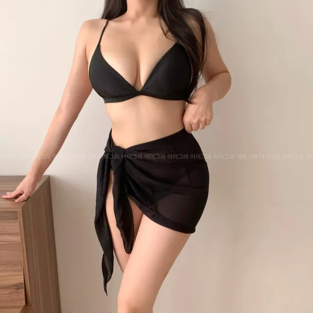 💚2개 묶음할인💚비키니 커버업 시스루 쉬폰 랩스커트 엉덩이가리개 상세 이미지 5