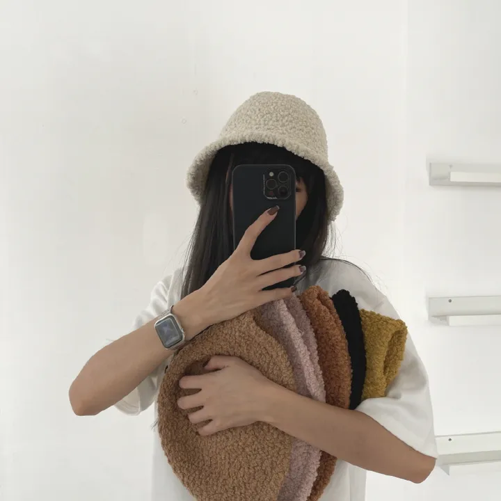 [당일발송]얼굴소멸 양털 뽀글이 벙거지 버킷햇 모자 상세 이미지 1