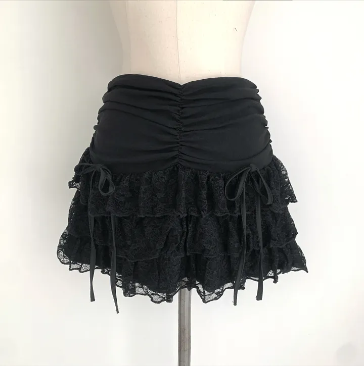 [세트가격/올블랙코디🖤] only 레이스 오프숄더 탑+캉캉 미니 스커트 셋업 상세 이미지 7