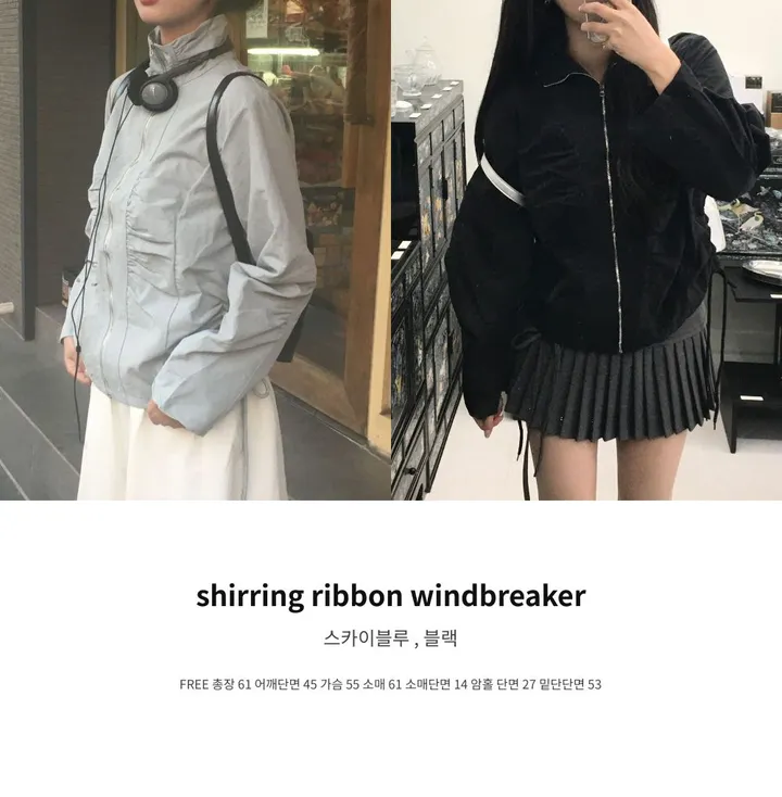 [인기상품💛/봄신상] 하이넥 빈티지 클라우드 셔링 리본 바람막이 상세 이미지 32