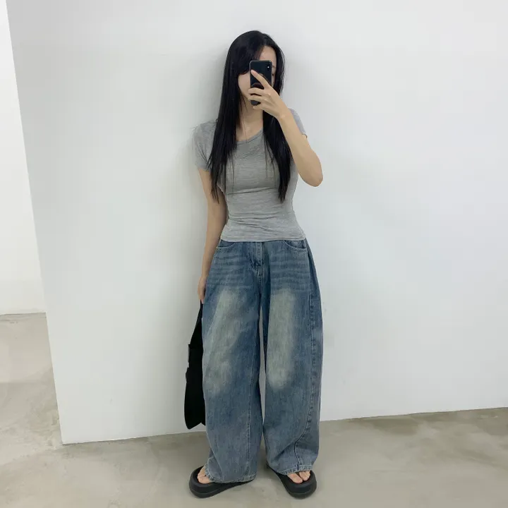 [목늘어짐X묶음할인!]몸매잡아주는 쫀쫀한 라운드 반팔티셔츠 상세 이미지 19