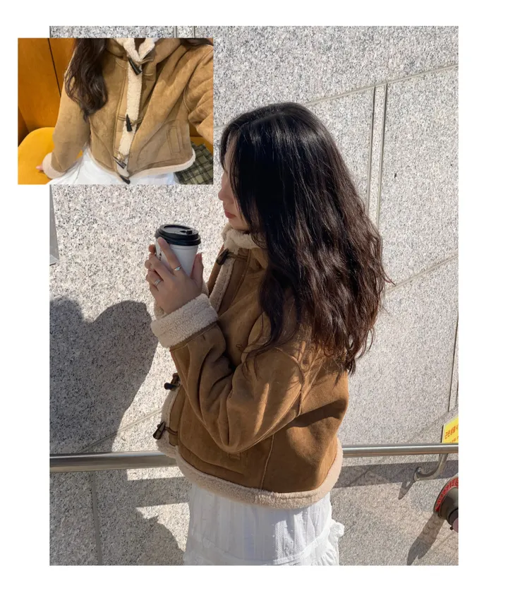 후드 떡볶이 무스탕 코트 상세 이미지 4