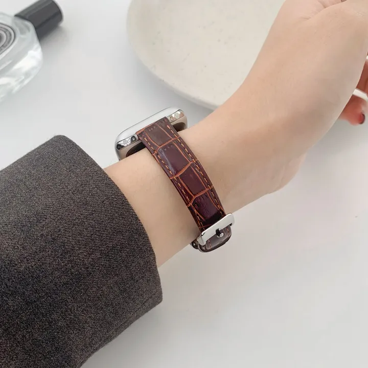 [당일출고] 애플워치10 9 8 7 SE SE2 38 41 42mm 울트라 가죽 래더 유광 무광 투톤 밴드 줄질 스트랩 상세 이미지 105