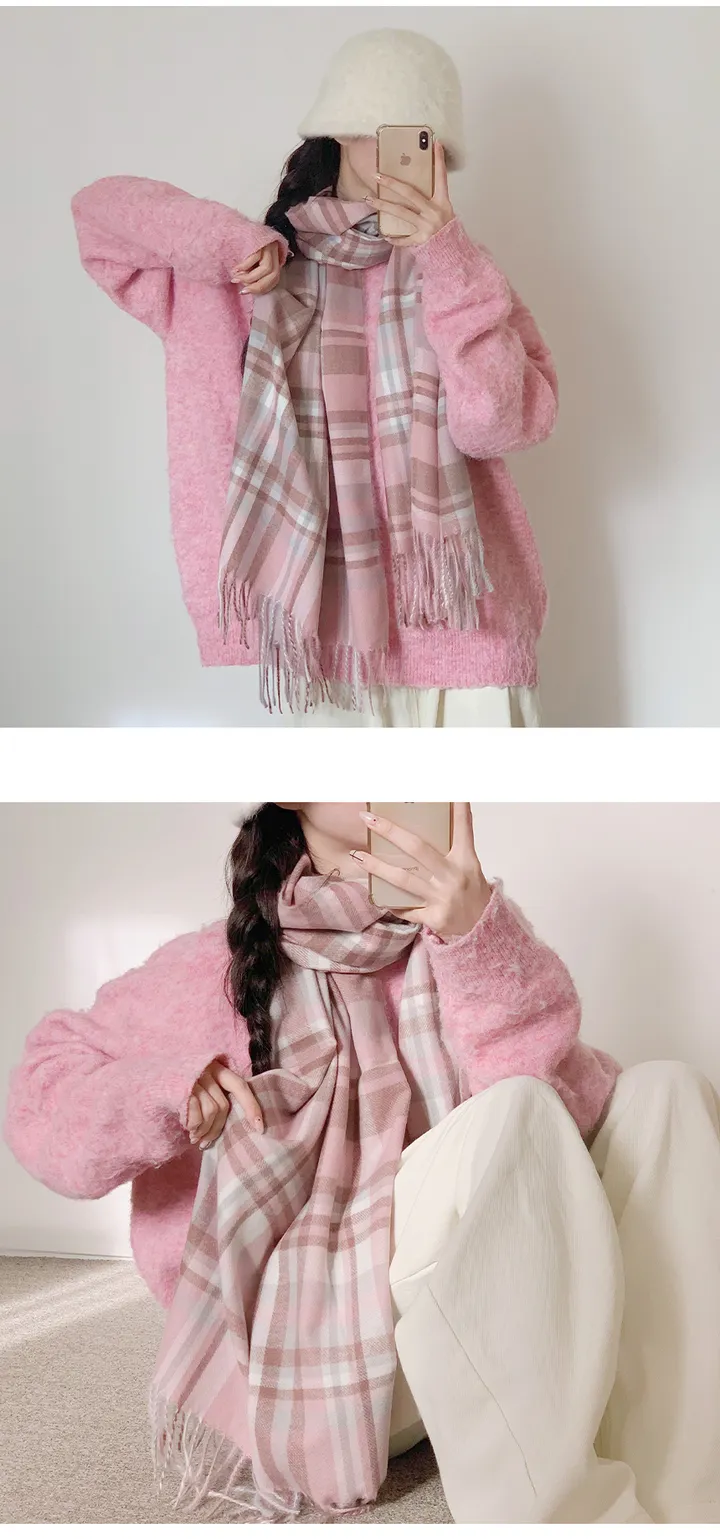 [체크패턴💕] 클래식체크 커플 롱 소프트 파스텔 머플러 목도리 여자목도리 남자목도리 겨울 겨울목도리 체크목도리 상세 이미지 12