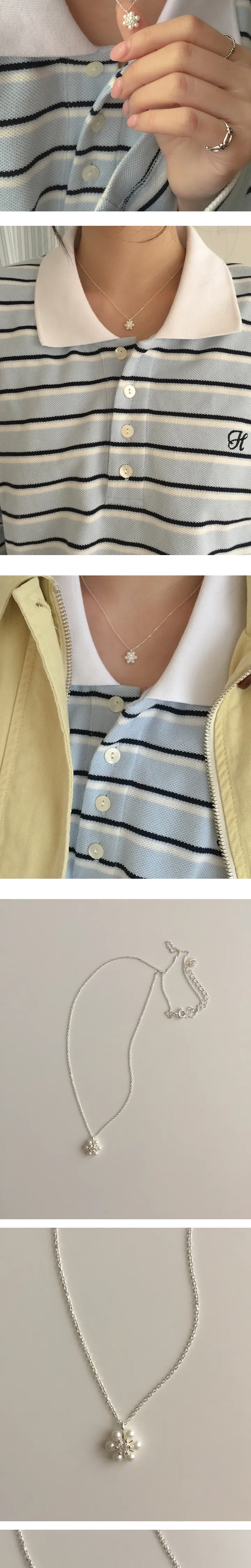 lily necklace (silver925) 진주 플라워 펜던트 실버 목걸이 상세 이미지 5