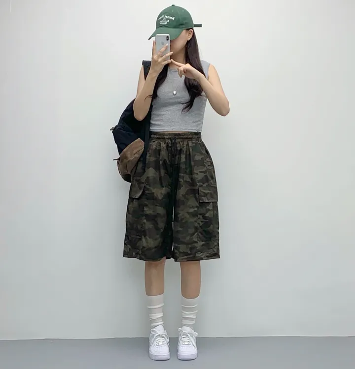 [카모버뮤다!/카고밴딩/5부기장] 카고 밴딩 하이웨스트 5부 버뮤다 숏팬츠 여름반바지 여름팬츠 상세 이미지 14