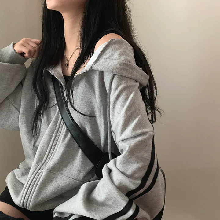 [루즈핏/꾸안꾸🖤] 키트 투라인 후드 집업 점퍼 상세 이미지 32