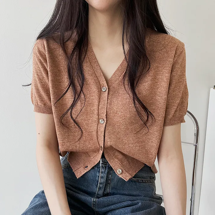 1+1할인!![고퀄뱀부소재!/기획특가] 설렘가득 봄여름가을내내 입기좋은 크롭 라운드넥 or 브이넥 반팔 린넨 반팔가디건 상세 이미지 39