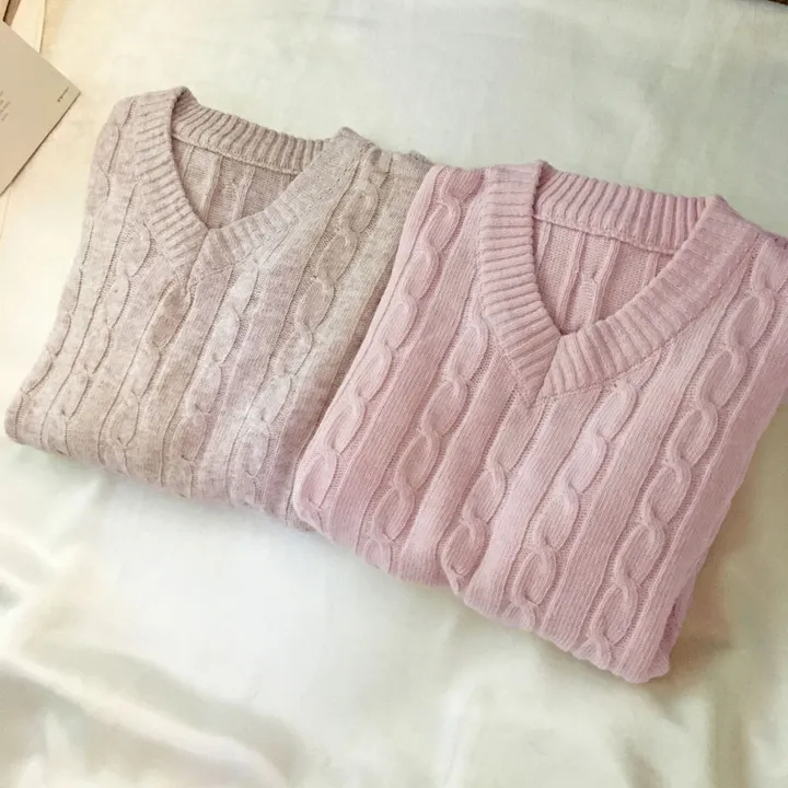 [컬러믹스,봄] 루즈핏 꽈배기 니트 / 봄가을, 매일입는 스프링 케이블 울니트 / 보카시 브이넥 오버핏 긴팔티 상세 이미지 67