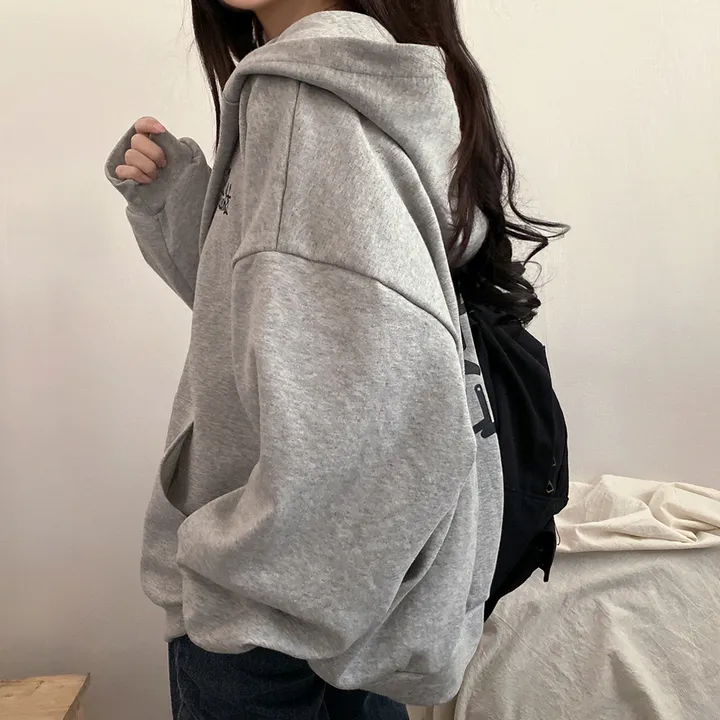봄신상![넉넉/오버핏] 그래픽 뒷프린팅 레터링 오버 후드집업 4color 상세 이미지 14