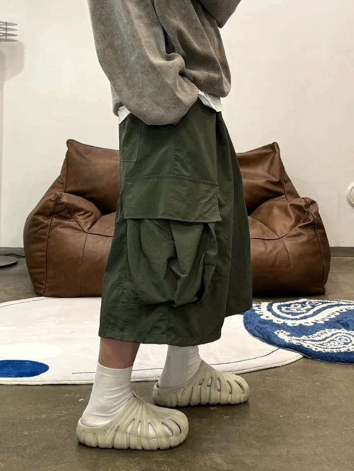 (누적 1000장)(4COLOR) 빅포켓 나일론 8부 카고팬츠 (카고반바지, 여름반바지, 8부팬츠, 와이드반바지, 카고하프팬츠, 나일론팬츠) 상세 이미지 23