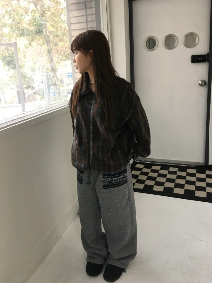 (2 color) 도쿄 체크 후리스집업 상세 이미지 8