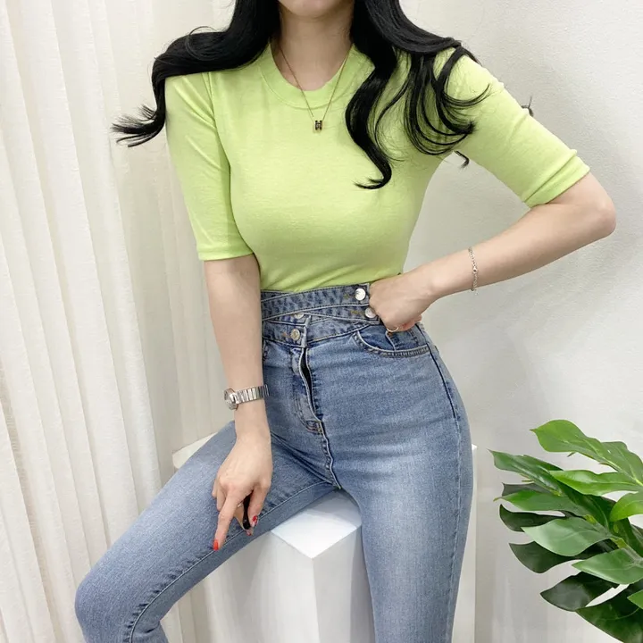 🚀당일발송🚀[묶음할인/데일리] 봄 여름 메이 부들 샤베트 5부 티셔츠 이너티 상세 이미지 20