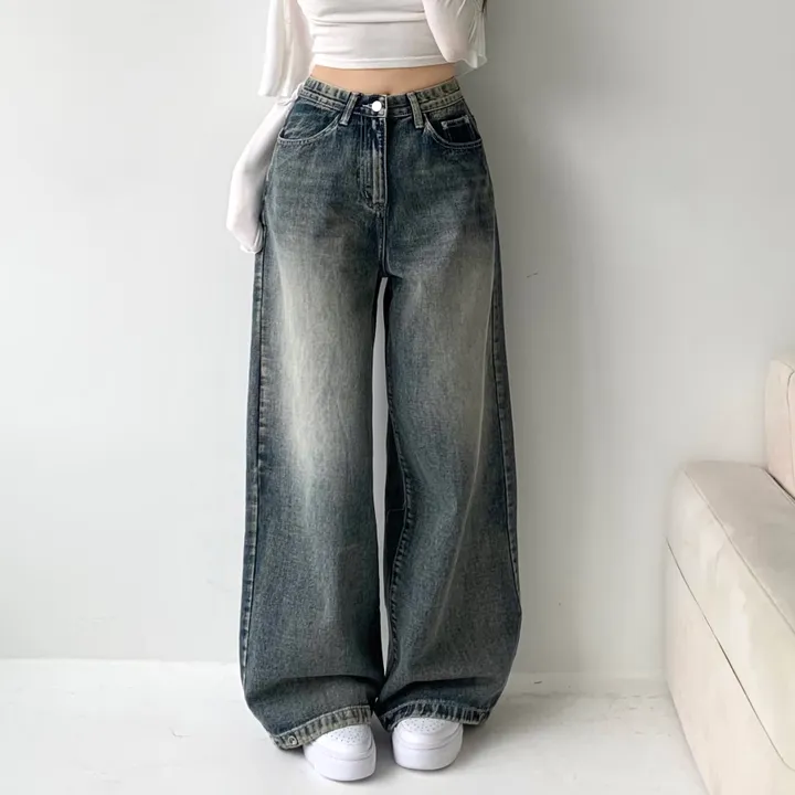 [모델소장🖤/기장선택/~XL] 페이블 3기장 힙 빈티지 워싱 하이웨스트 로우 밑단 스냅 조거 와이드 데님 팬츠 청바지 키작녀 키큰녀 남녀공용 사계절팬츠 빅사이즈 상세 이미지 26