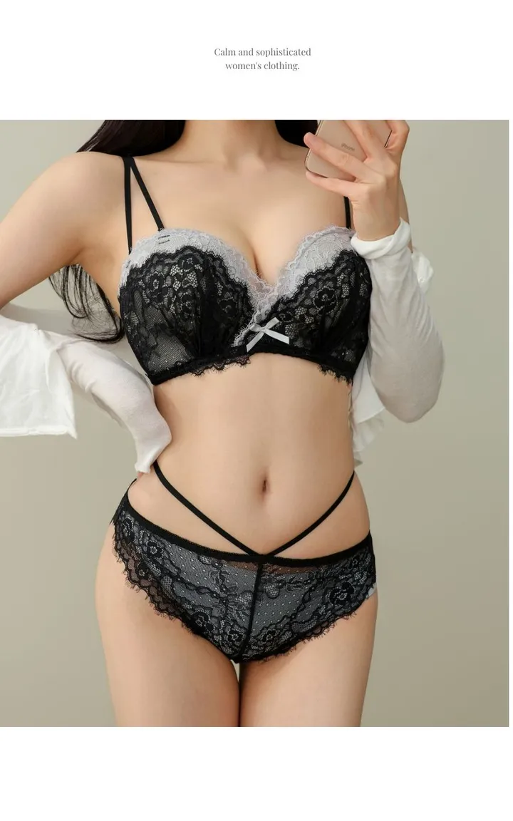 블랙프라속옷세트 뽕브라 왕뽕속옷 섹시 연말 크리스마스 스트랩 상세 이미지 2