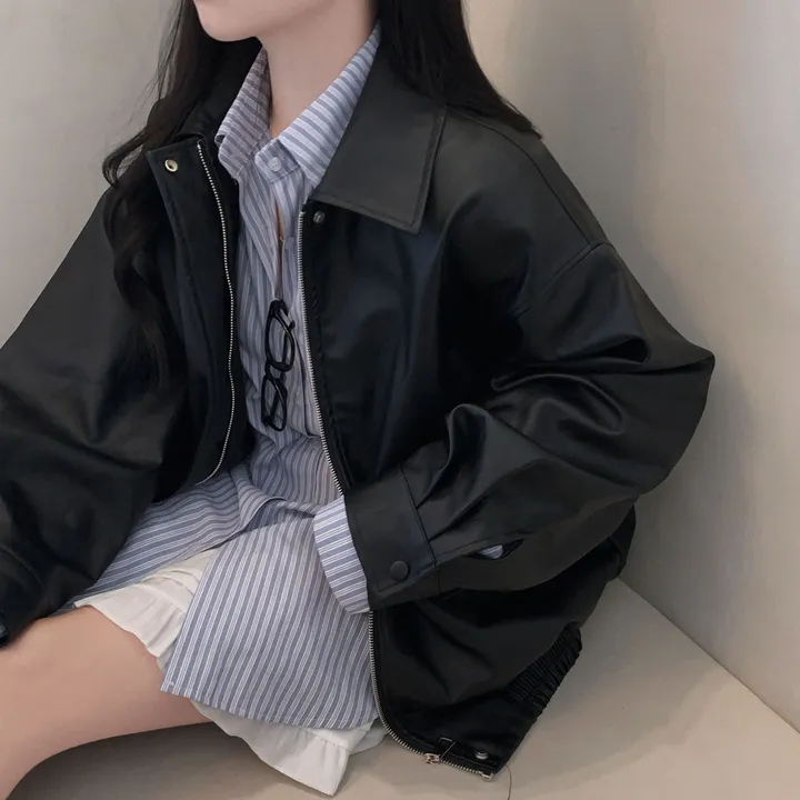 [핵고퀄!/✨주문폭주/후기극찬✨]매트 레더의 정석,오버핏 레더 블루종 자켓 점퍼 상세 이미지 18