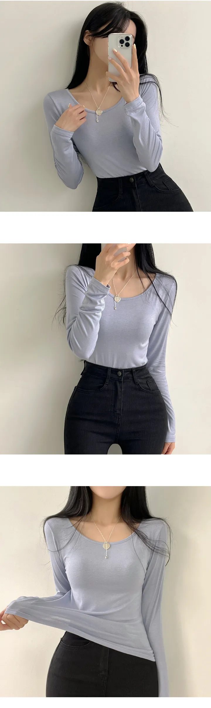 [필수템/기본티종결!] 색감맛집, 데일리 유넥 무지 긴팔티셔츠 (9color) 상세 이미지 7