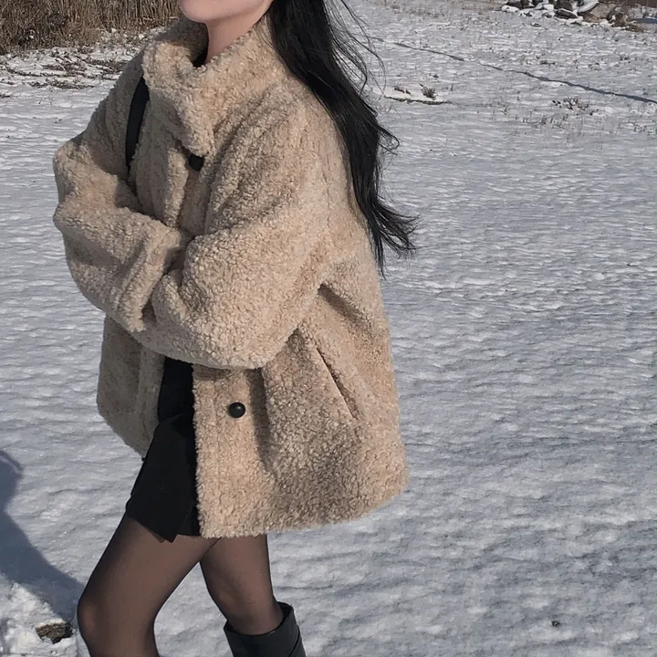 [왕아방핏🤎/주문폭주✨]후회없는 선택,푸들 양털 오버핏 하프 스웨이드 퍼자켓,코트 상세 이미지 9
