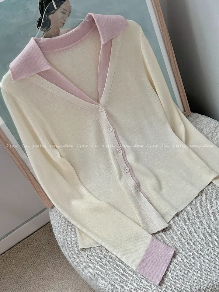(강추)브리에 카라 배색 니트 가디건 -3color / 맨투맨 후드 집업 청바지 데님 원피스 3부팬츠 반바지 상세 이미지 49