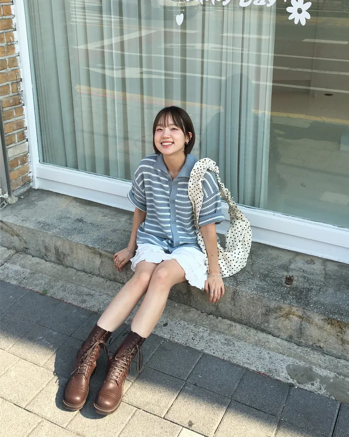 [온트추천] (UNISEX) 모리 스트라이프 카라 반팔 가디건 상세 이미지 38
