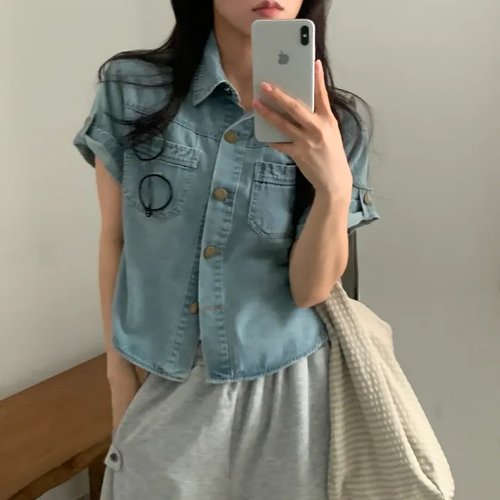 [여름자켓/데일리] 라이크 롤업 투포켓 반팔데님 자켓, 셔츠 - 3color 상세 이미지 29