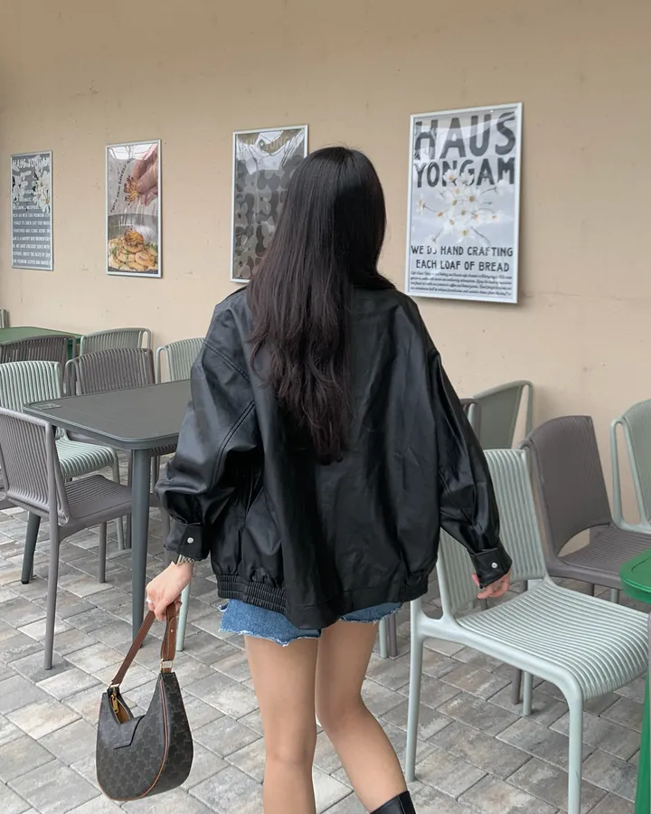 <미리 봄🌸/찐오버핏> 데이 오버핏 카라 블루종 레더자켓 - 2color 상세 이미지 32