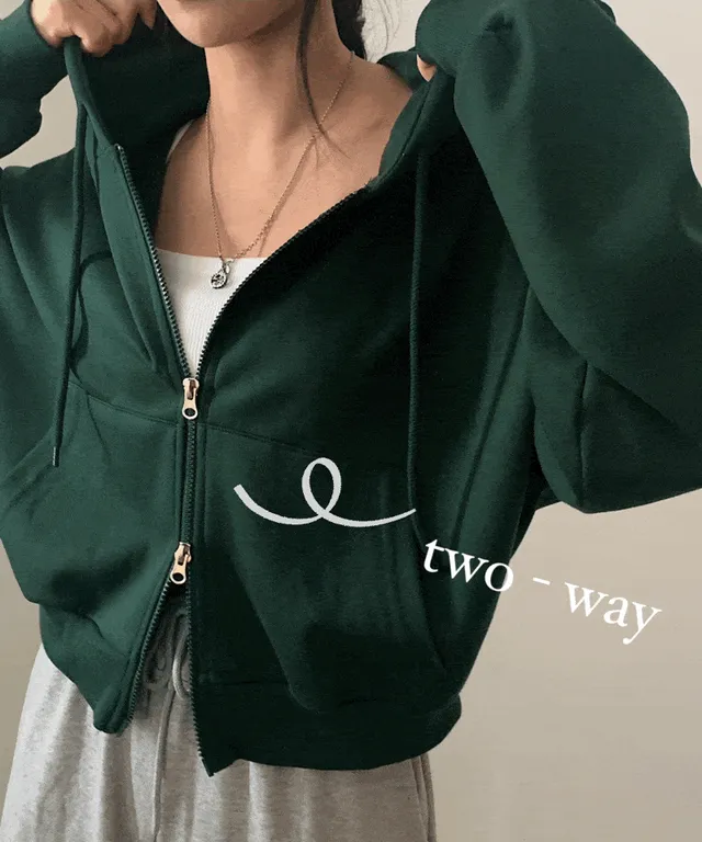 [단독9컬러/만족도100%] 스니커즈 투웨이 크롭 후드집업 - 10color