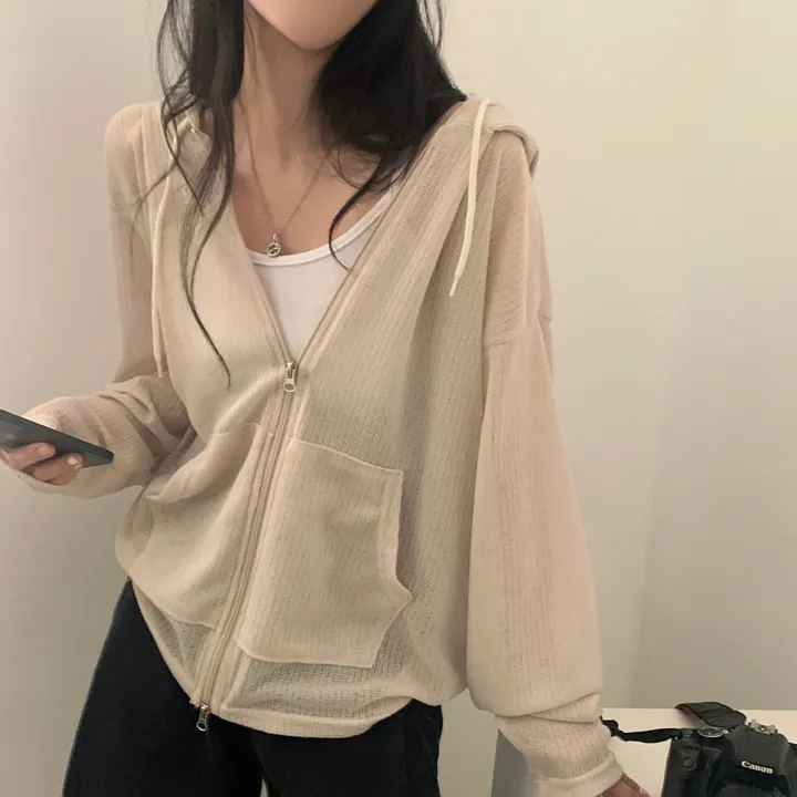[여름아우터!/은은한비침] 한여름까지 필요한 투웨이 시스루 니트 후드집업,점퍼 - 5color 상세 이미지 21