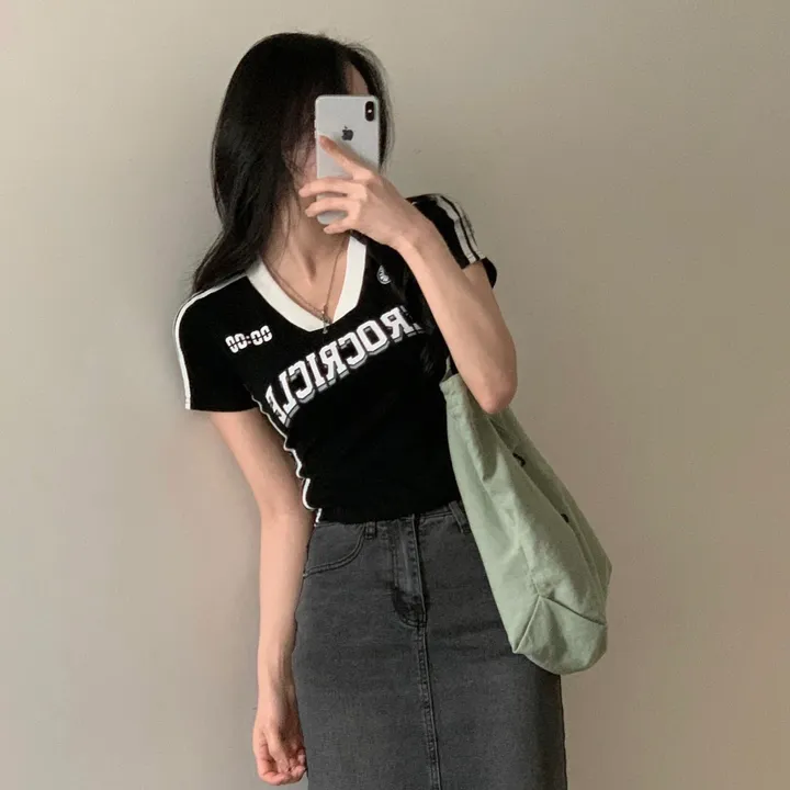 [찐만족도100%🤍] 블록코어 져지 배색 레터링 스트릿 크롭 반팔티셔츠 - 6color 상세 이미지 55