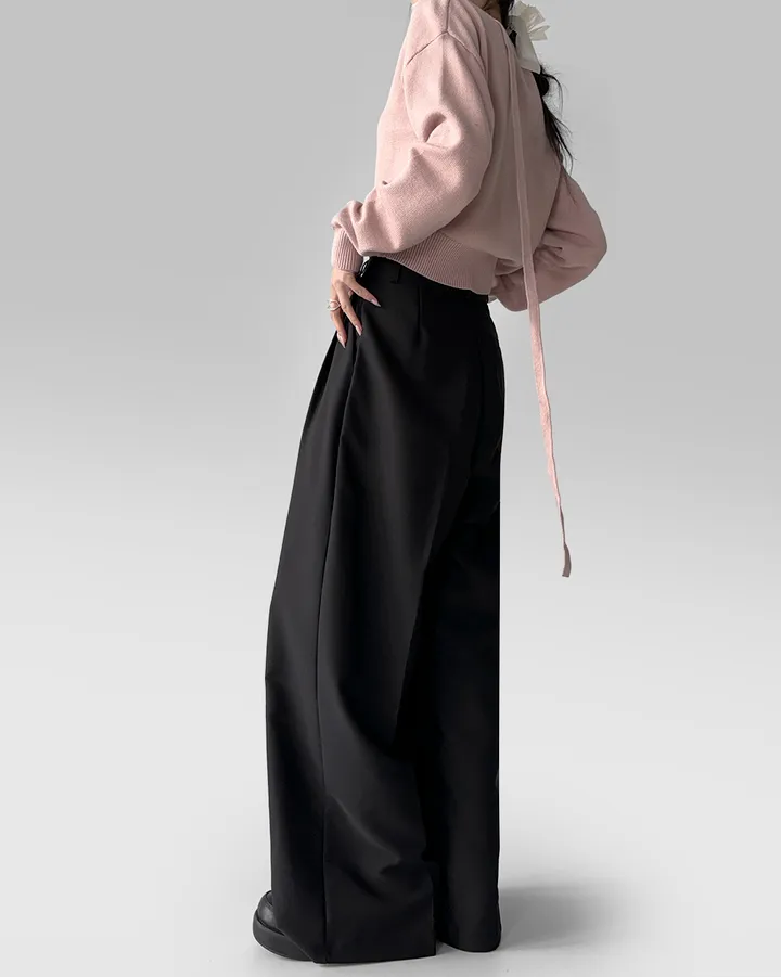 [~3XL/2기장] 르네상스 모더니즘 더블 핀턱 통 와이드 루즈핏 슬랙스 긴바지 롱팬츠 상세 이미지 25