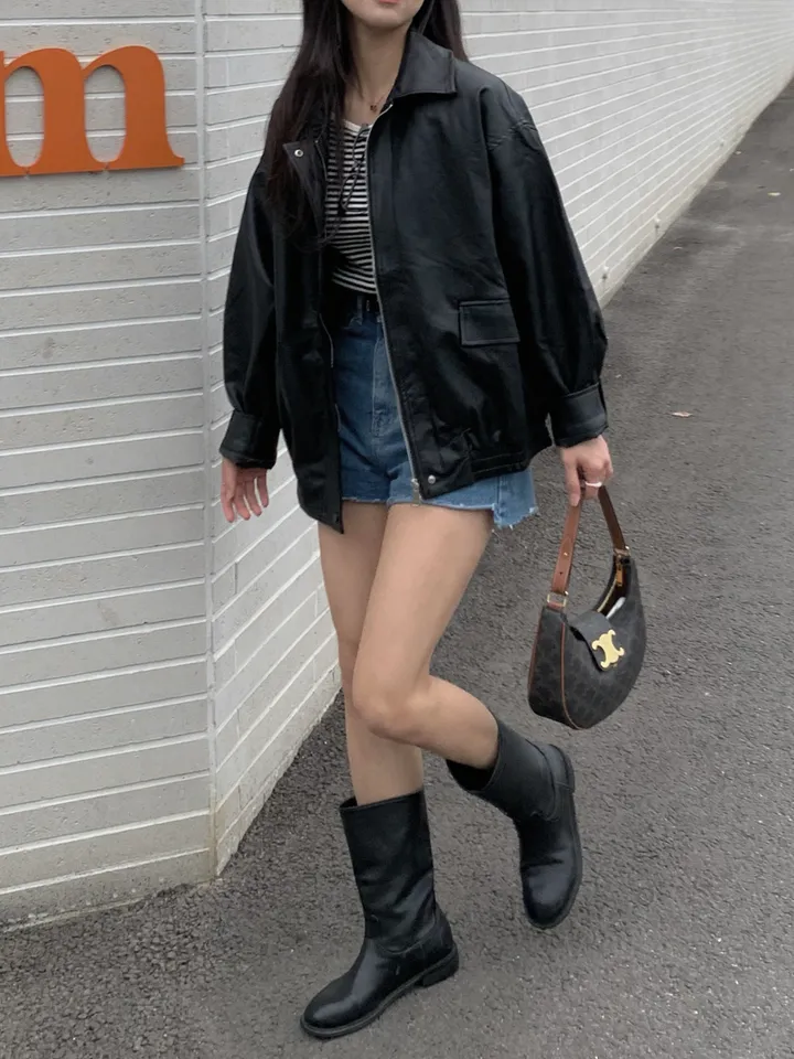 <미리 봄🌸/찐오버핏> 데이 오버핏 카라 블루종 레더자켓 - 2color 상세 이미지 52