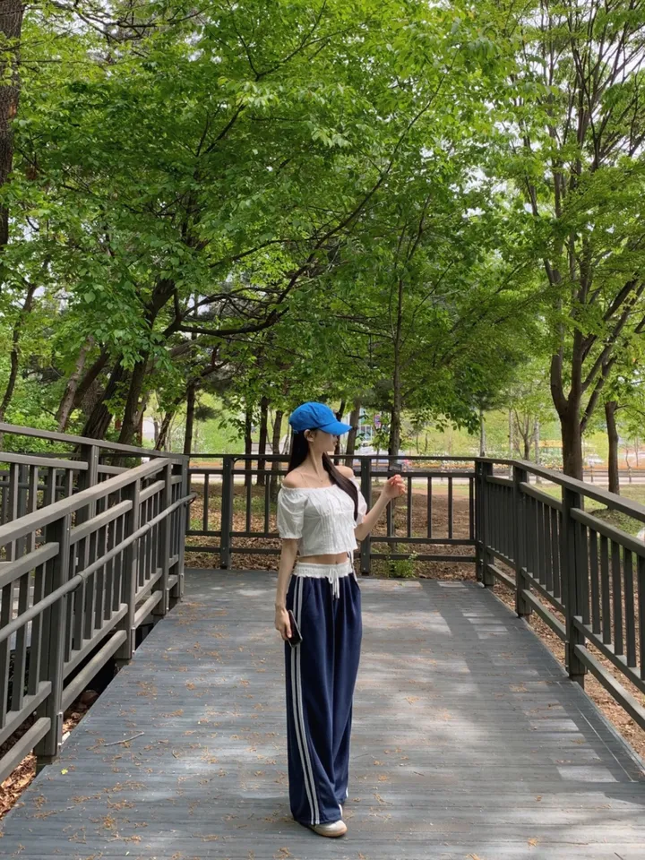 [레이스배색포인트!/국내제작] 자크 두줄 레이스 배색 하이웨스트 롱 트레이닝 츄리닝 팬츠;6color 상세 이미지 16
