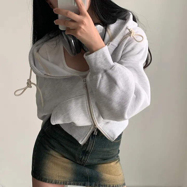 [완전인기✨/백염컬러 당일출고!] 자체제작 크치Made 꿈에 나온 핏, 투웨이 양기모 크롭 후드집업 ver 아우터 자켓 - zipup 상세 이미지 154