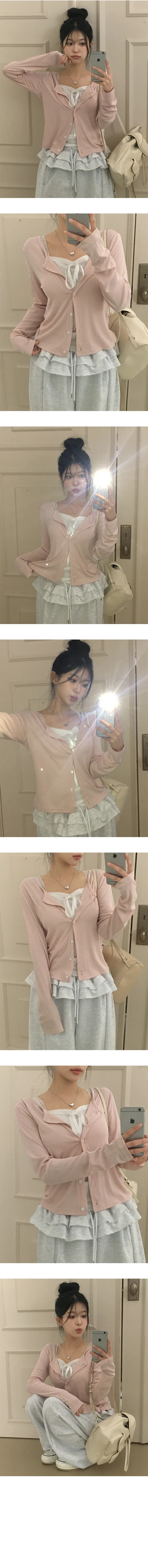 *묶음할인[여리핏💗/부드러워요] 프림 베이직 라운드 골지 긴팔 가디건 상세 이미지 9