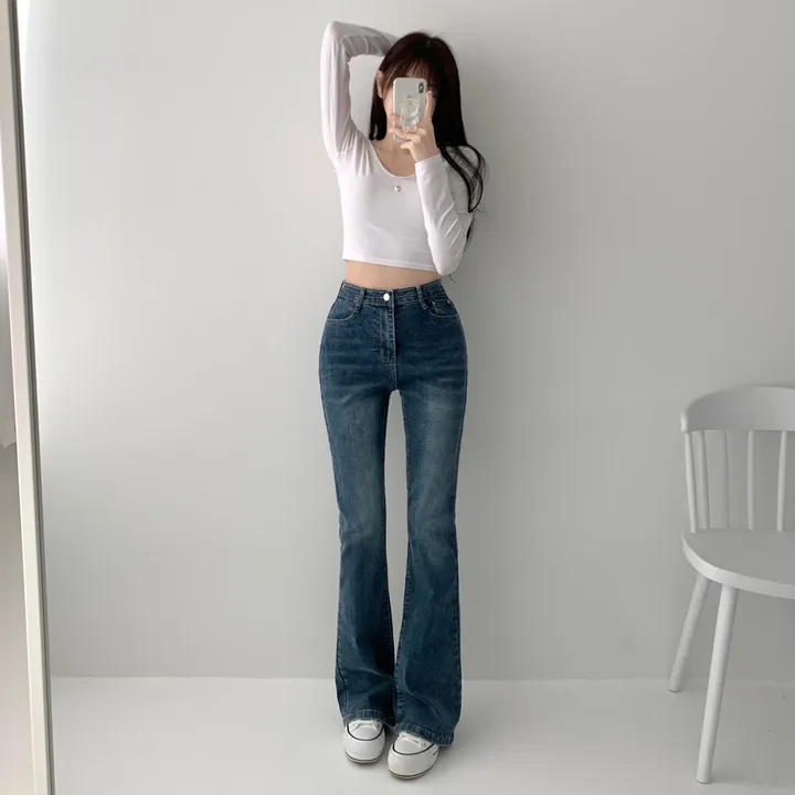 [인생핏🖤/기장선택/~XL] 모먼트 빈티지 스톤 워싱 하이웨스트 부츠컷 스판 데님 팬츠 키작녀 키큰녀 빅사이즈 청바지 상세 이미지 24