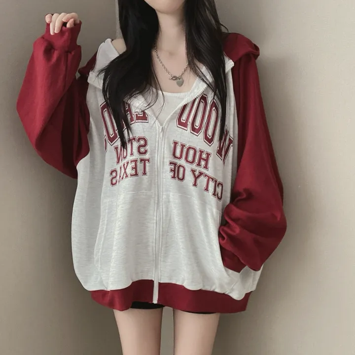 [44-88/남녀공용] 우드 나그랑 배색 레터링 오버핏 벌룬 후드 집업 3color 상세 이미지 19