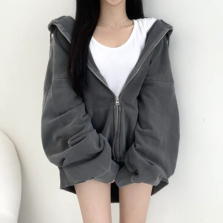 [커플템왕추천❤️/탄탄고퀄] 베이 피그먼트 쭈리 투웨이 후드집업 상세 이미지 7