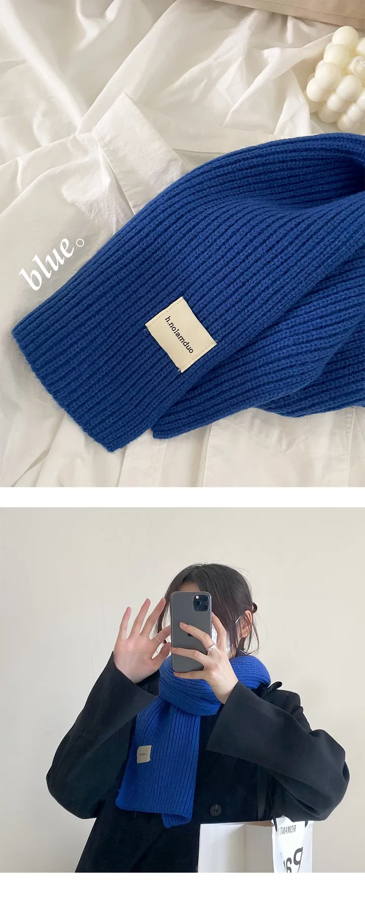 [당일출고❤️남녀공용] 데일리 숏 니트 머플러 무지 골지 커플 목도리 7color 상세 이미지 12