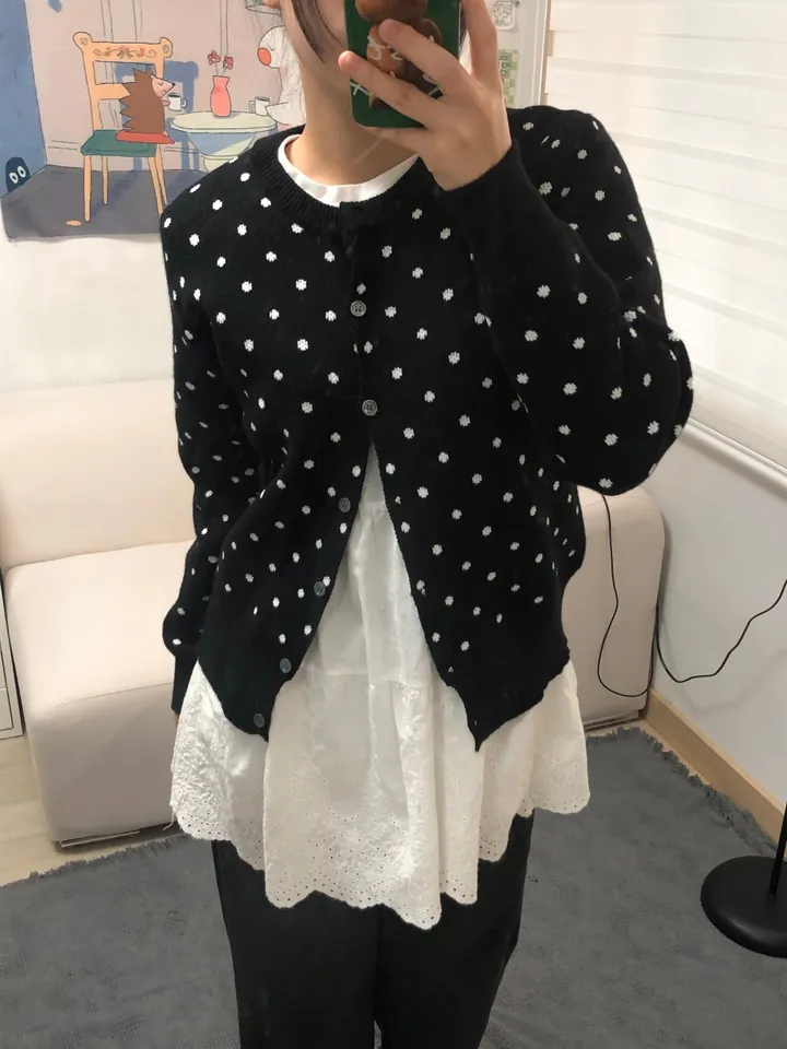 도트 라운드 니트 가디건 3color 상세 이미지 26